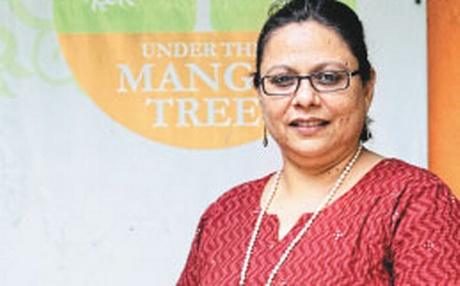 Vijaya Pastala, woman, entrepreneur, utmt, under a mango tree